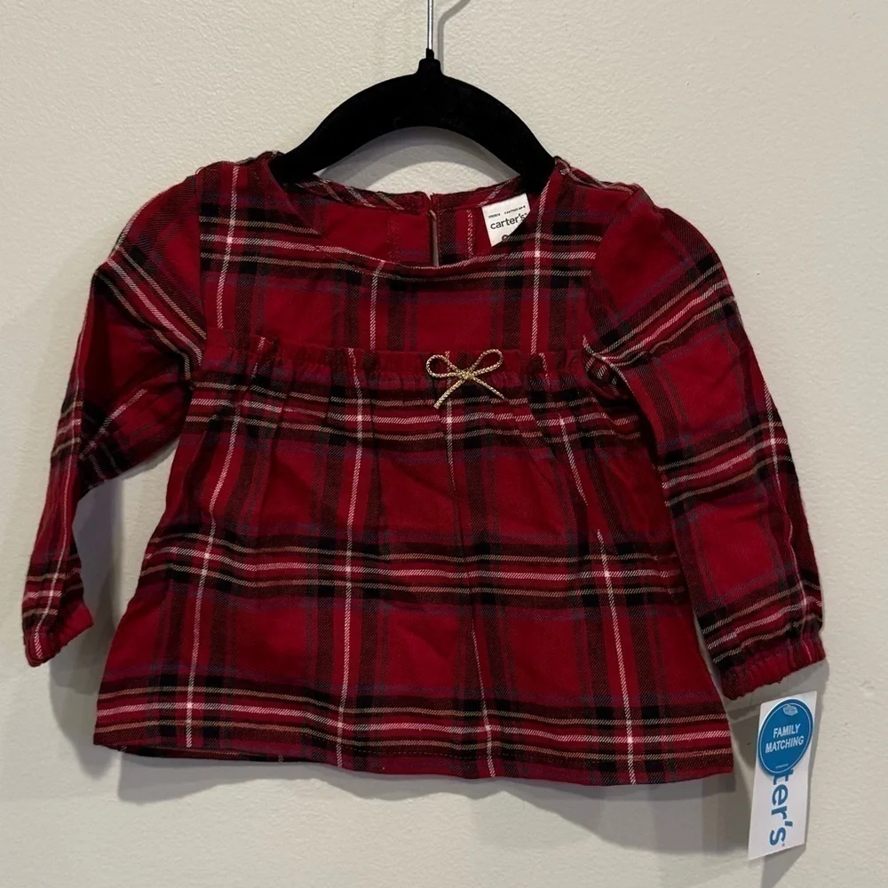 Carter’s Baby Girl 9 mo. Christmas Holiday Long Sleeve Top Only NWT
